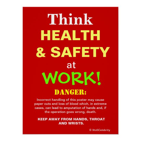 Think Health and Safety At Work Funny Joke Sign | Zazzle.com