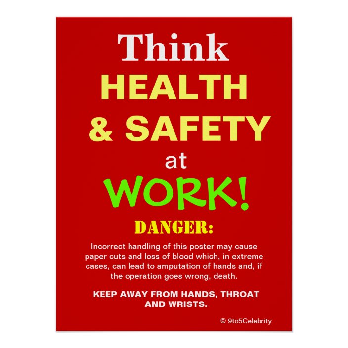 Think Health and Safety At Work Funny Joke Sign | Zazzle