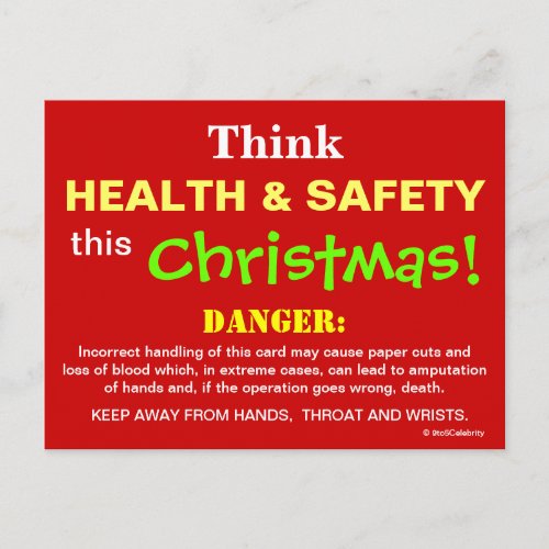 Think Health and Safety This Christmas Joke Sign Postcard