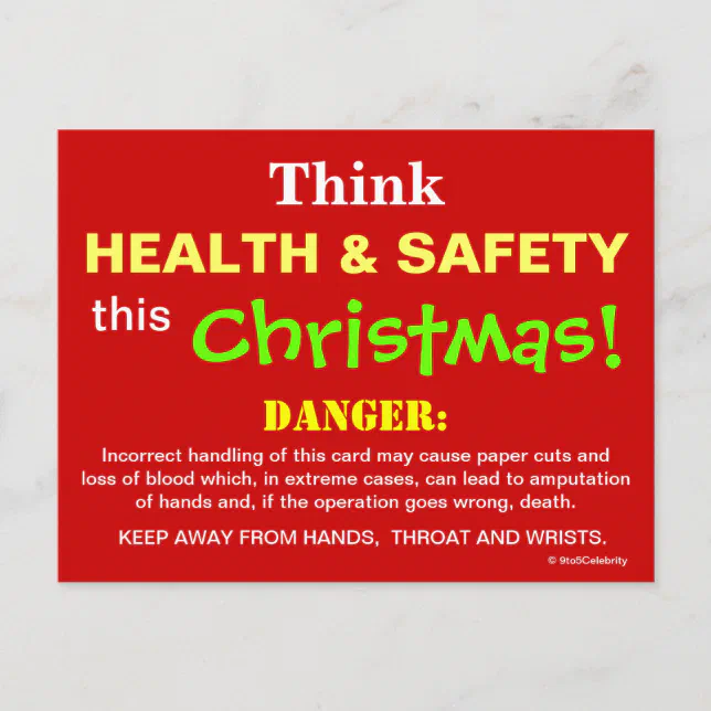 Think Health and Safety This Christmas Joke Sign Postcard Zazzle