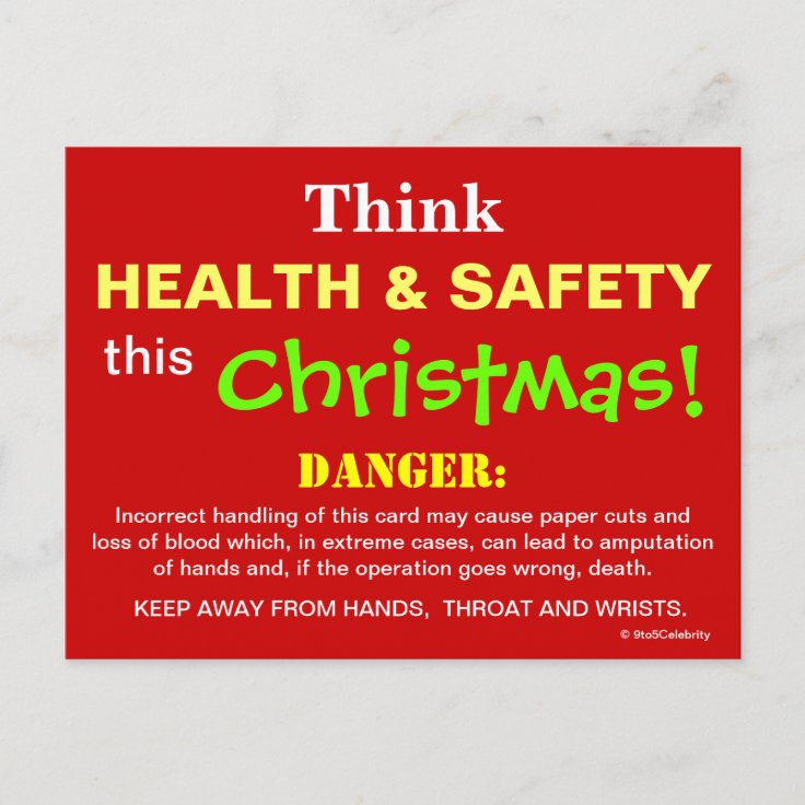 Think Health and Safety This Christmas Joke Sign Postcard Zazzle
