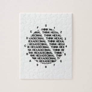 Think Hexadecimal (Clock Template Geek Humor) Jigsaw Puzzle