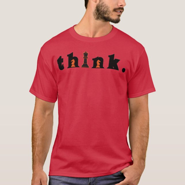 Think in Chess Pieces retro T-Shirt (Front)
