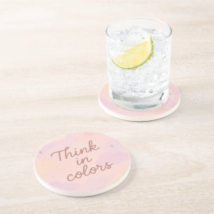 Think in Colors – Pastel Aesthetic Motivational  Coaster
