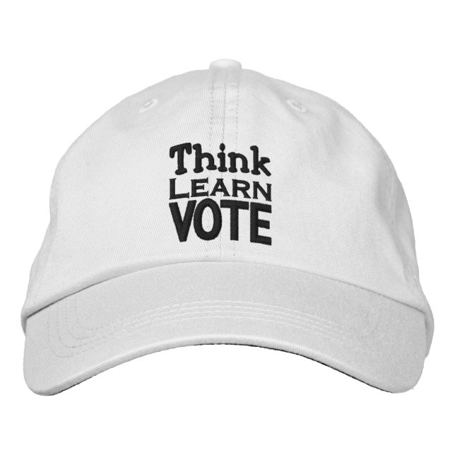Think, Learn, Vote Embroidered Baseball Cap (Front)