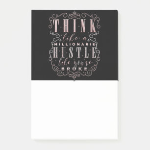 Think like a Millionaire Hustle Like You're Broke Post-it Notes