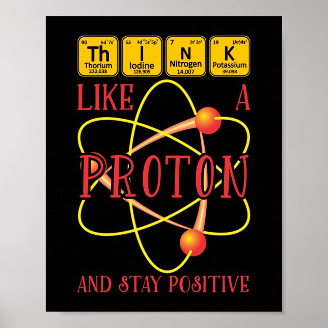 Think Like A Proton And Stay Positive Science Gift Poster (Front)