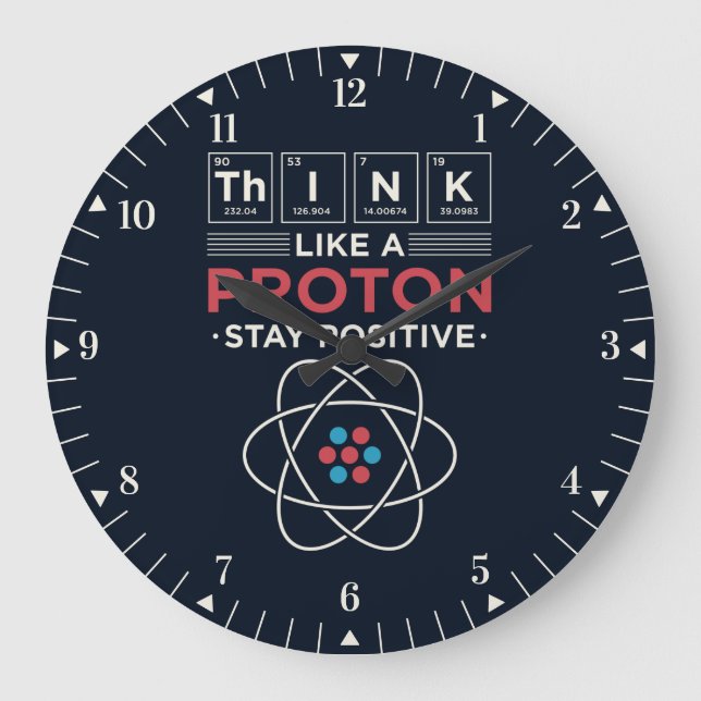Think Like A Proton Chemistry Nerd Dorm Room Large Clock (Front)