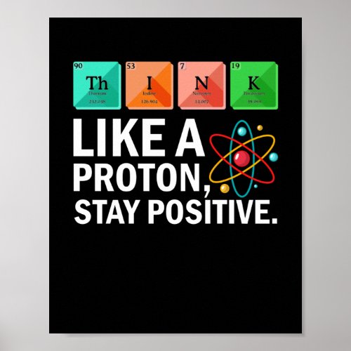 Think Like A Proton Stay Positive Funny Science Poster