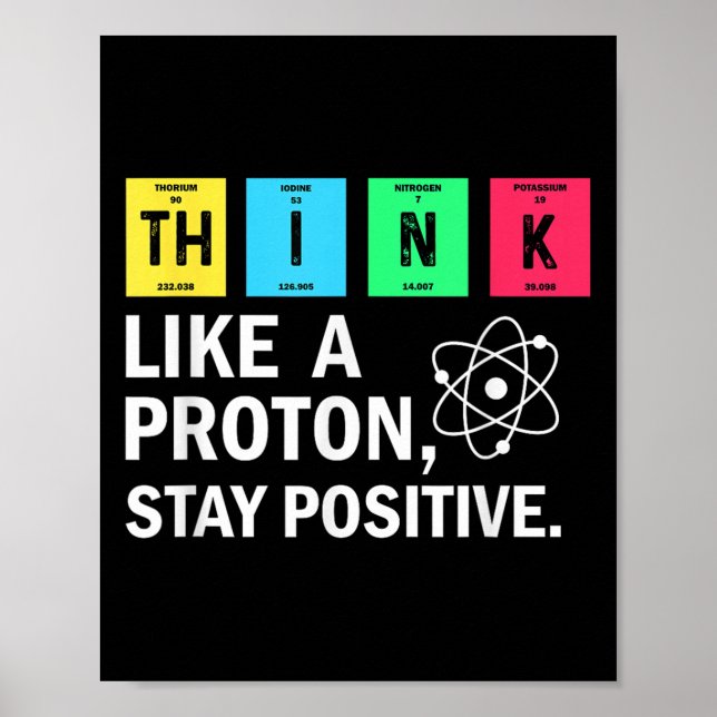 Think Like A Proton Stay Positive Funny Science  Poster (Front)