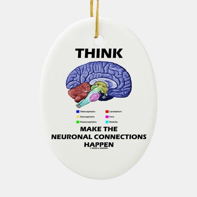 Think Make The Neuronal Connections Happen (Brain) Ceramic Ornament (Back)