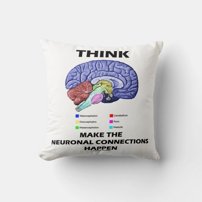 Think Make The Neuronal Connections Happen Brain Throw Pillow (Front)