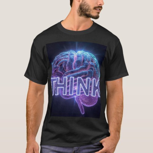 THINK Neon Brain Gift - AI Tech Programmer Mug Sti T-Shirt