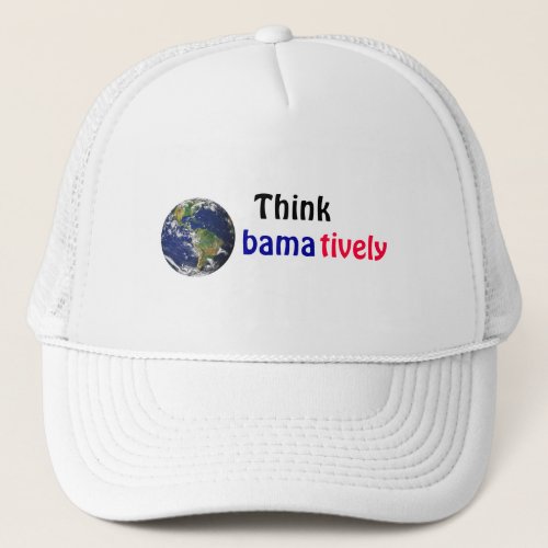 Think Obamatively_world black blue red Trucker Hat