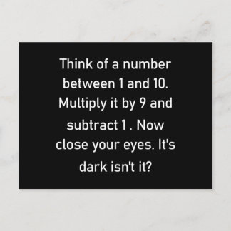 Think of a number between 1 and 10..| sarcastic gi postcard