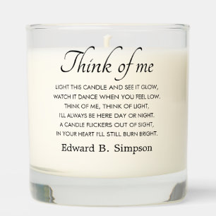 Think Of Me Light A Candle Memorial Keepsake