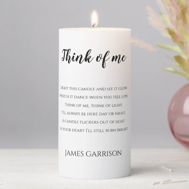 Think Of Me Poem Memorial Remembrance Pillar Candle (In Situ)