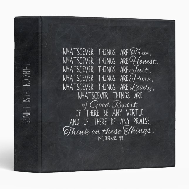 Think on These Things Christian Bible Scripture Binder (Front/Spine)