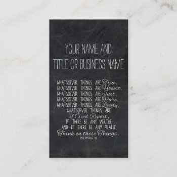 Think On These Things Christian Bible Scripture Business Card by TonySullivanMinistry at Zazzle
