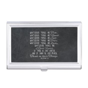 Think On These Things Christian Bible Scripture Business Card Case by TonySullivanMinistry at Zazzle