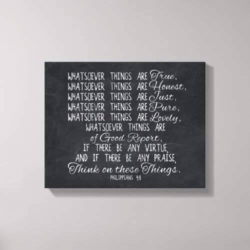 Think on These Things Christian Bible Scripture Canvas Print