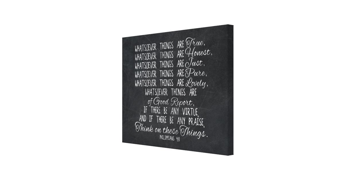 Think on These Things Christian Bible Scripture Canvas Print  Zazzle