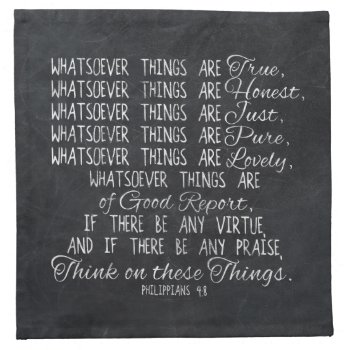 Think On These Things Christian Bible Scripture Cloth Napkin by TonySullivanMinistry at Zazzle