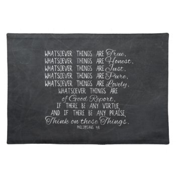 Think On These Things Christian Bible Scripture Cloth Placemat by TonySullivanMinistry at Zazzle