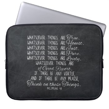 Think On These Things Christian Bible Scripture Laptop Sleeve by TonySullivanMinistry at Zazzle