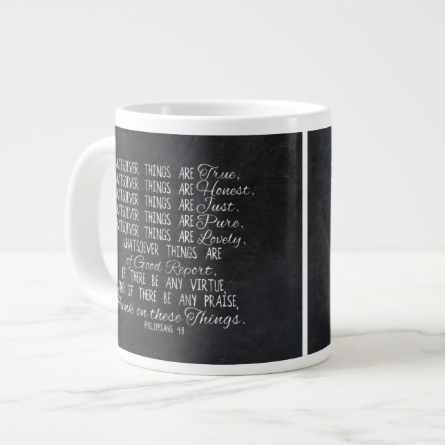 Think on These Things Christian Bible Scripture Large Coffee Mug (Front Left)