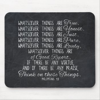 Think On These Things Christian Bible Scripture Mouse Pad by TonySullivanMinistry at Zazzle