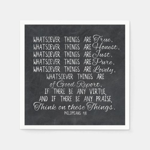 Think on These Things Christian Bible Scripture Paper Napkins