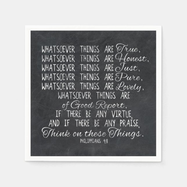 Think on These Things Christian Bible Scripture Paper Napkins (Front)