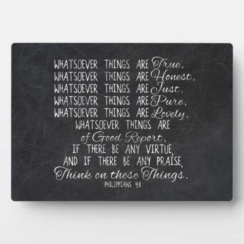 Think on These Things Christian Bible Scripture Plaque