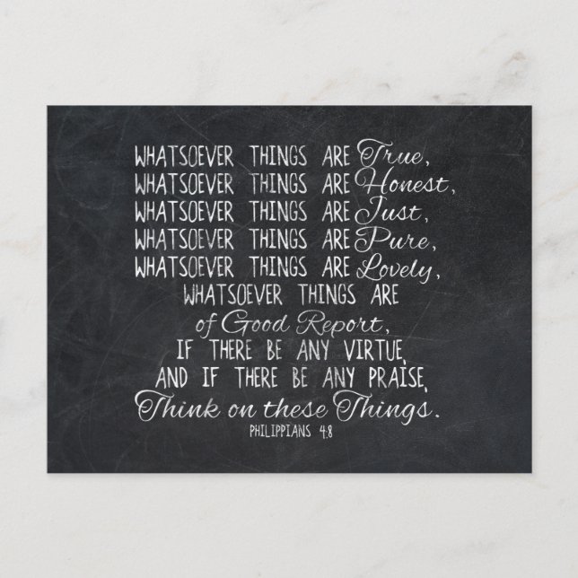 Think on These Things Christian Bible Scripture Postcard (Front)