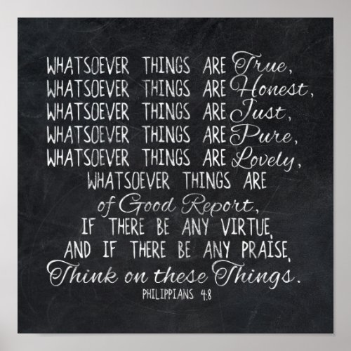 Think on These Things Christian Bible Scripture Poster