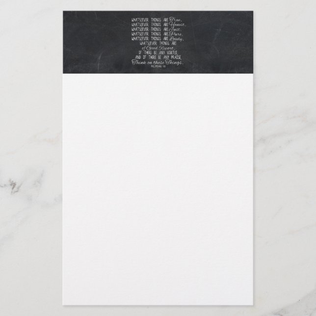 Think on These Things Christian Bible Scripture Stationery (Front)