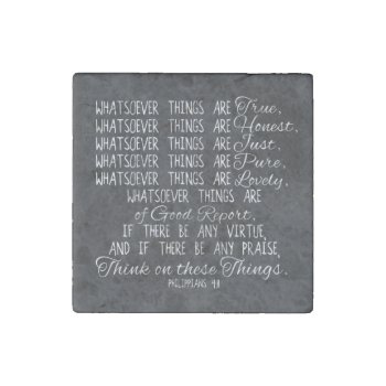 Think On These Things Christian Bible Scripture Stone Magnet by TonySullivanMinistry at Zazzle
