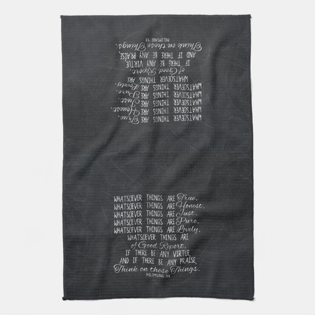 Think on These Things Christian Bible Scripture Towel (Vertical)