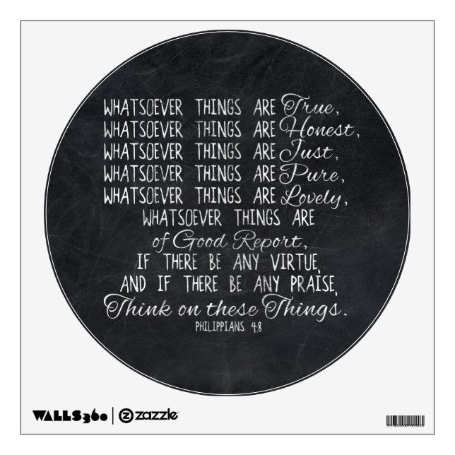 Think on These Things Christian Bible Scripture Wall Sticker (Front)