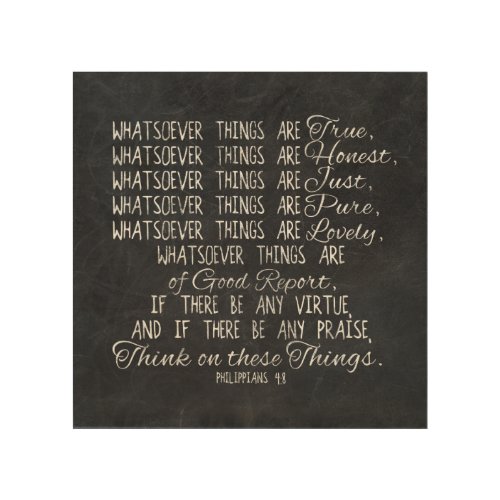 Think on These Things Christian Bible Scripture Wood Wall Decor