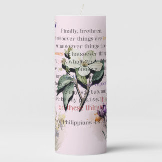 Think on These Things Scripture Pillar Candle