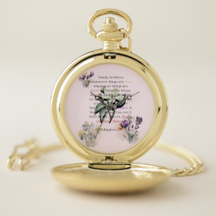 Think on These Things Scripture Pocket Watch