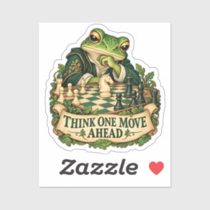 Think One Move Ahead Vintage Chess Frog Sticker
