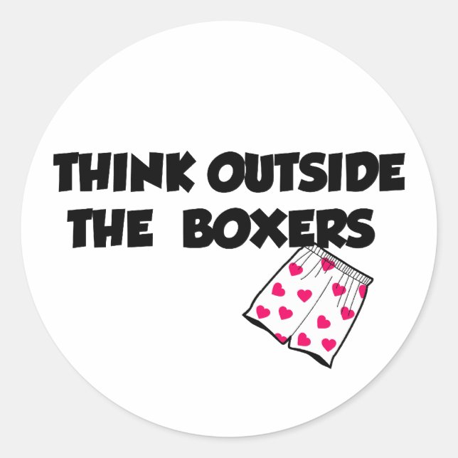 think outside of the boxers classic round sticker (Front)