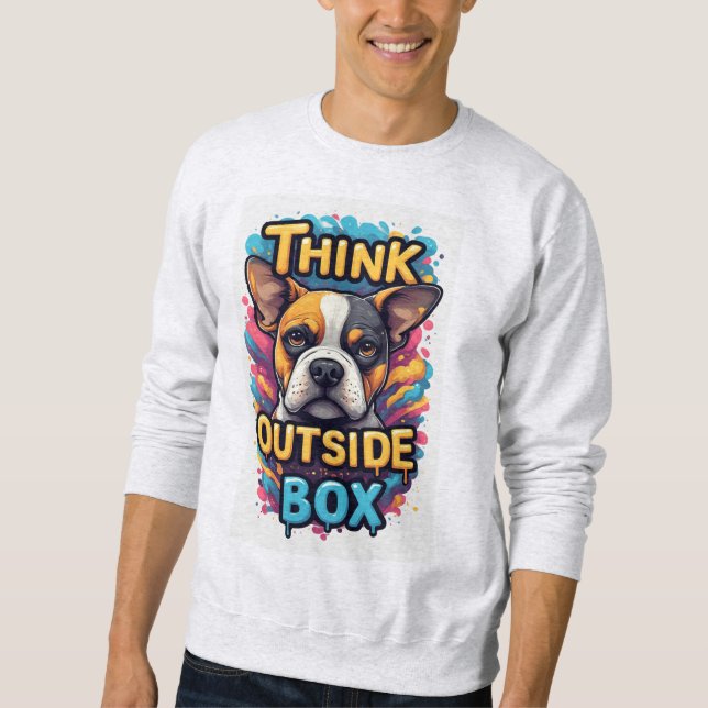 Think Outside The Box: Adorable Boxer Dog Portrait Sweatshirt (Front)