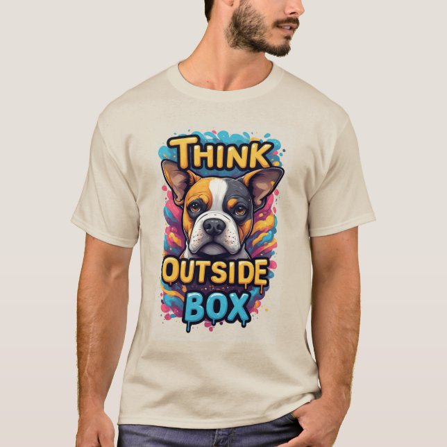 Think Outside The Box: Adorable Boxer Dog Portrait T-Shirt (Front)