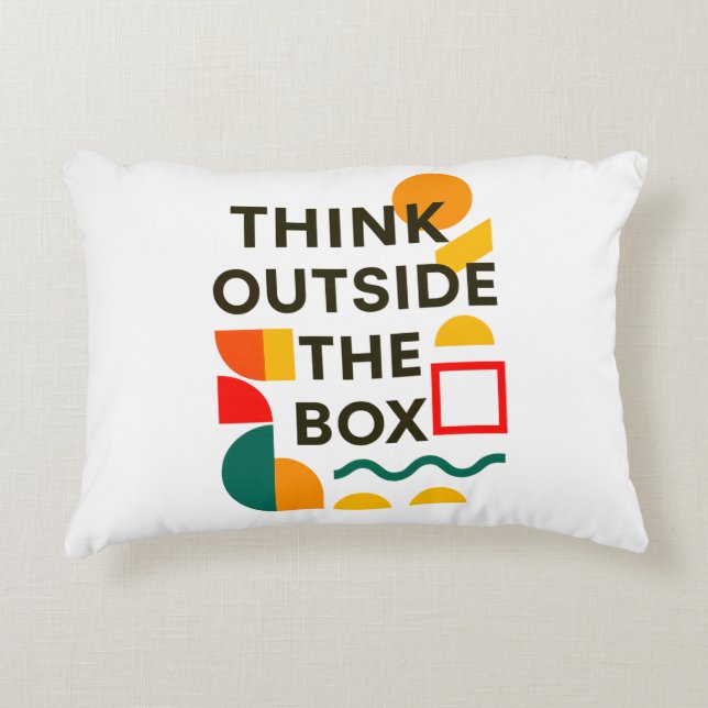 Think Outside the Box – Creative Accent Pillow (Front)