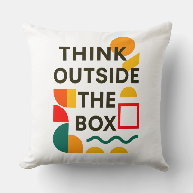 Think Outside the Box – Creative Throw Pillow (Front)