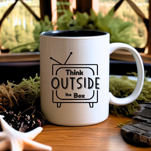 Think Outside the Box Inspirational Quote Two_Tone Coffee Mug